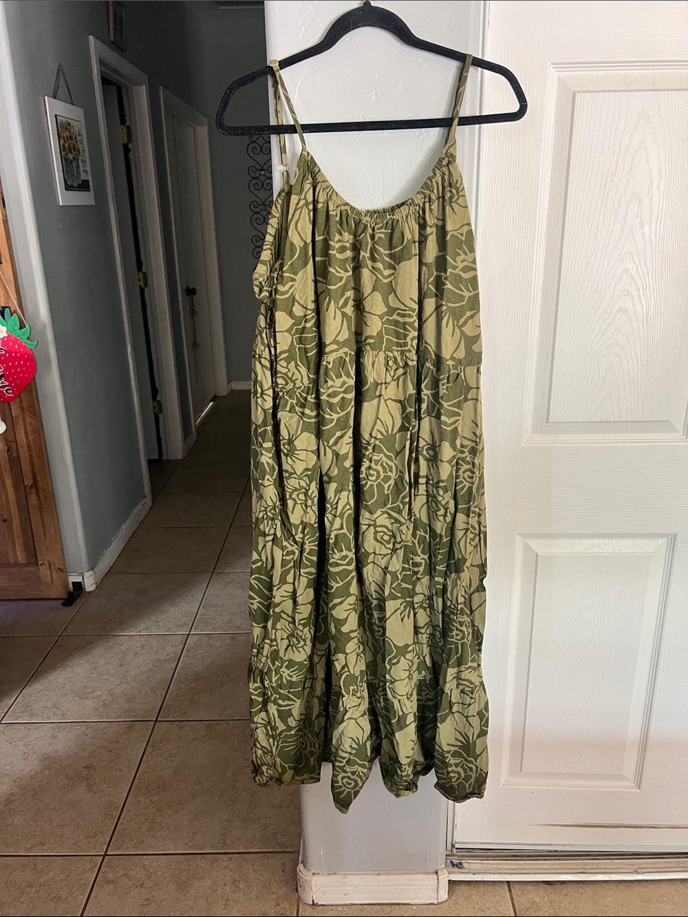 dip Olive Green Floral Tiered Maxi Dress